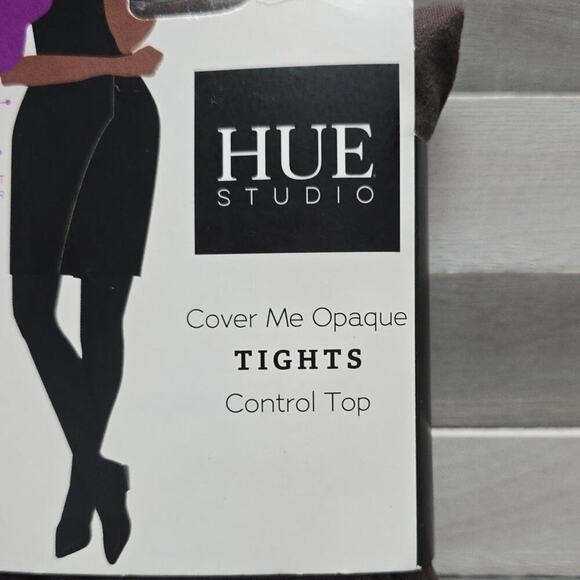 Women's 90D Cover Me Opaque Control Top Tights - Espresso | Hue Studio | 5 - Picture 2 of 11